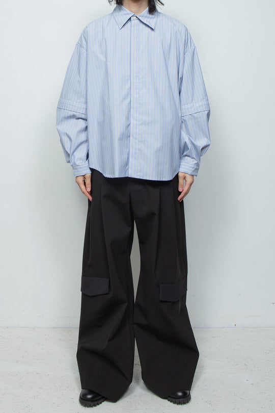 プライムフレックス デタッチャブルスリーブシャツ SAX STRIPE