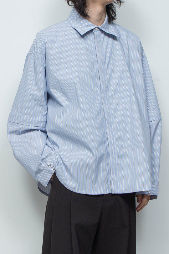 プライムフレックス デタッチャブルスリーブシャツ SAX STRIPE