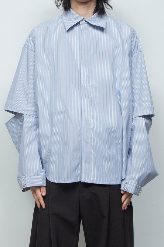 プライムフレックス デタッチャブルスリーブシャツ SAX STRIPE