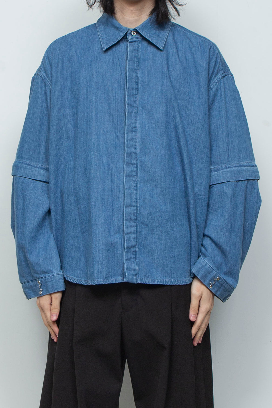 7.5ozデニム デタッチャブルスリーブシャツ BLUE WASHED