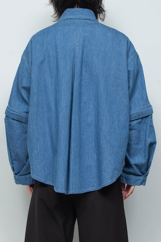 7.5ozデニム デタッチャブルスリーブシャツ BLUE WASHED