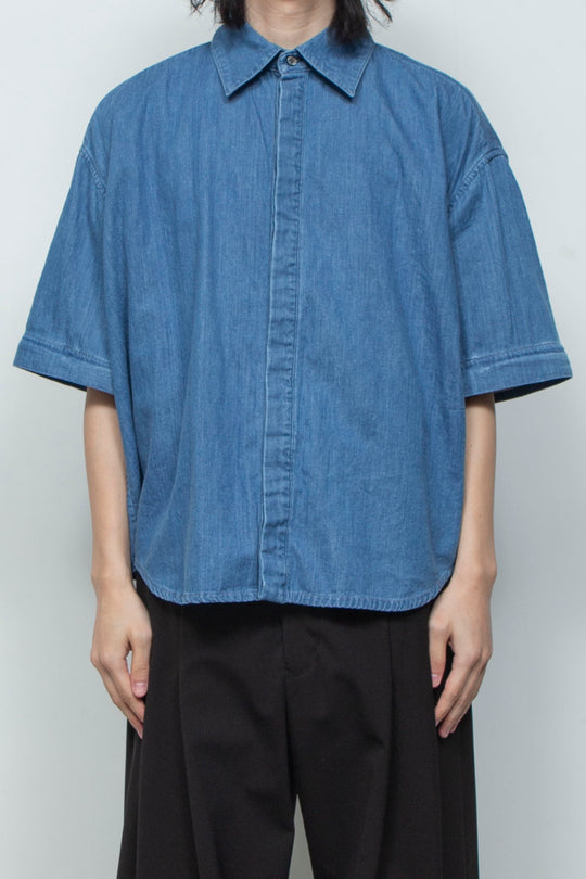 7.5ozデニム デタッチャブルスリーブシャツ BLUE WASHED