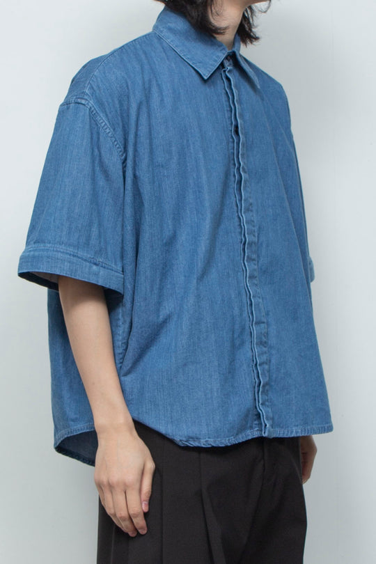 7.5ozデニム デタッチャブルスリーブシャツ BLUE WASHED
