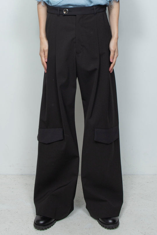 オリジナル3レイヤー シンフラップバギートラウザー BLACK