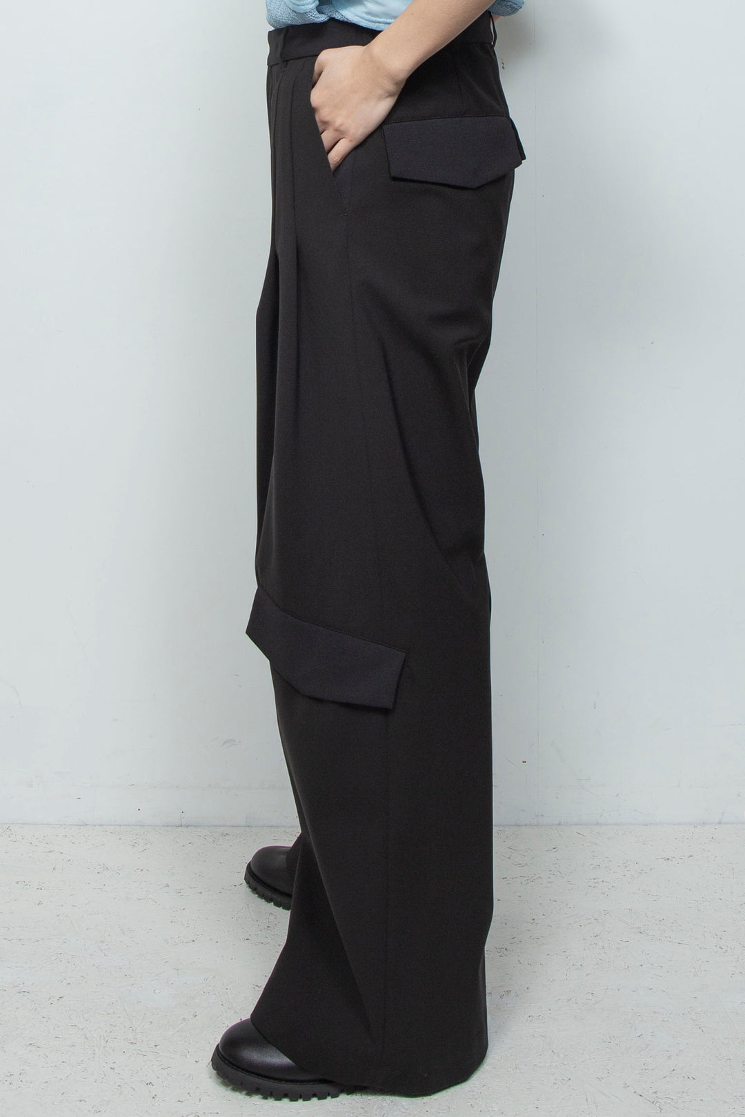 オリジナル3レイヤー シンフラップバギートラウザー BLACK