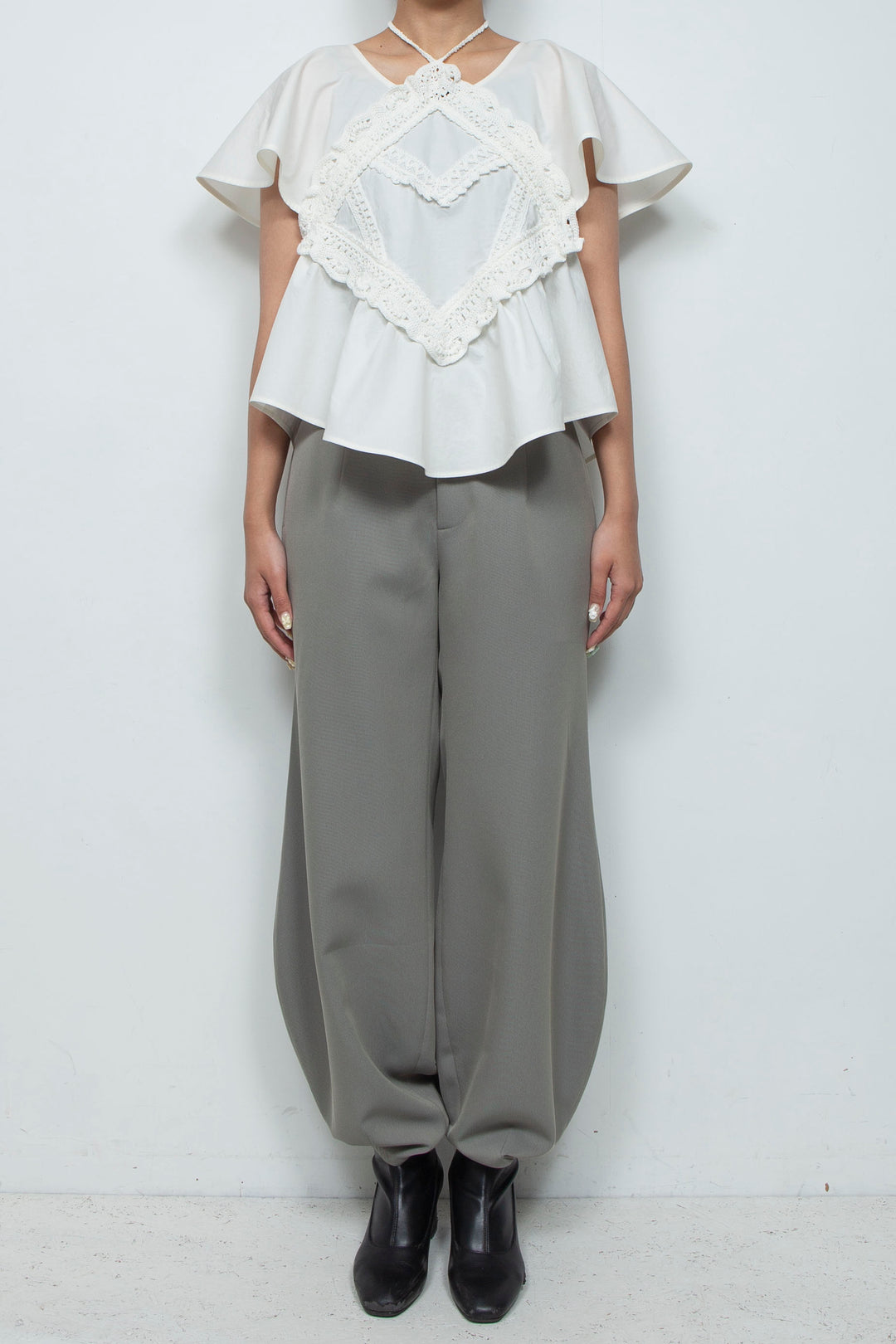 Square crochet edging top white