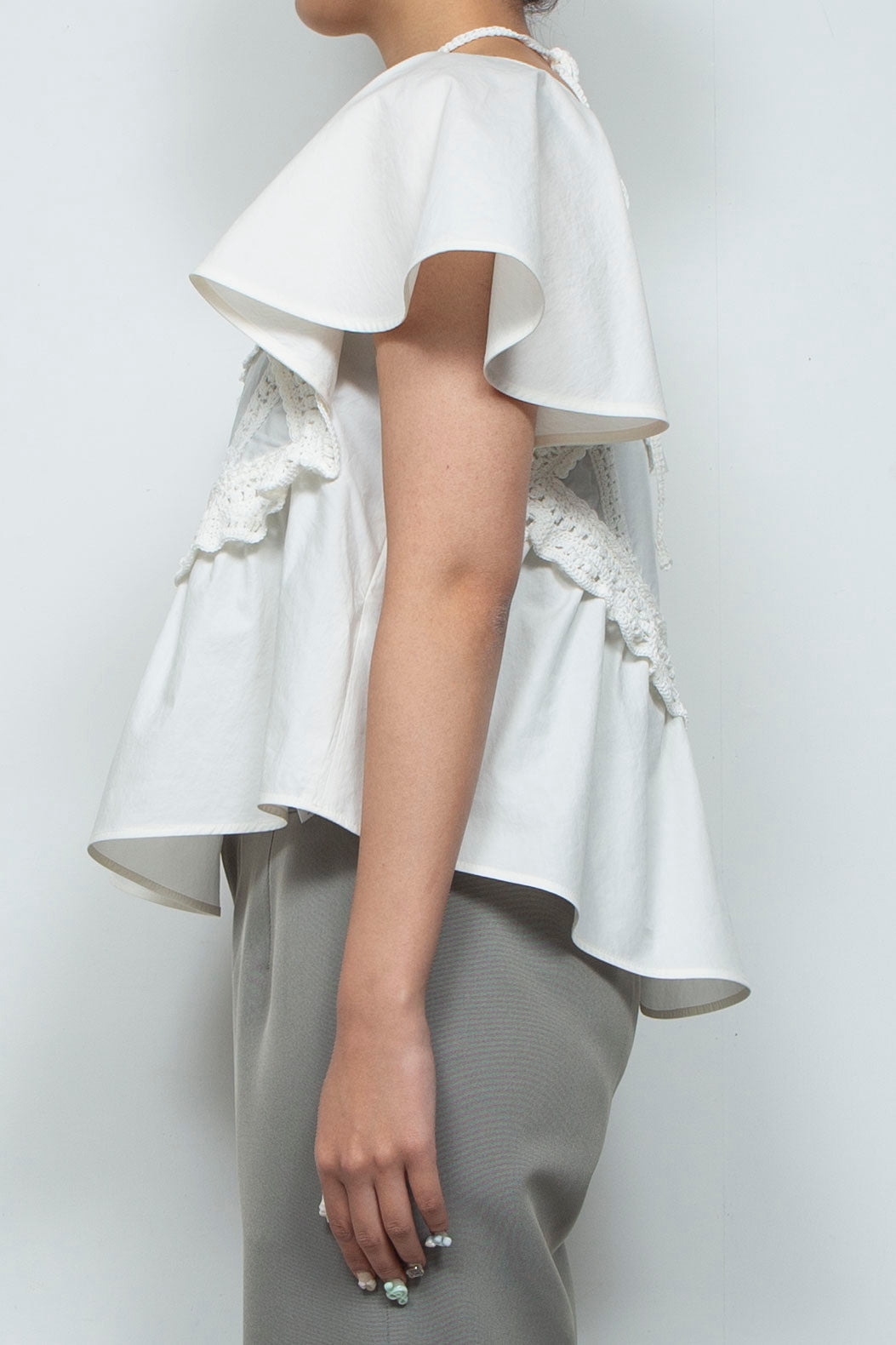 Square crochet edging top white