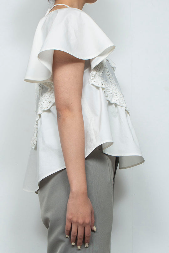 Square crochet edging top white