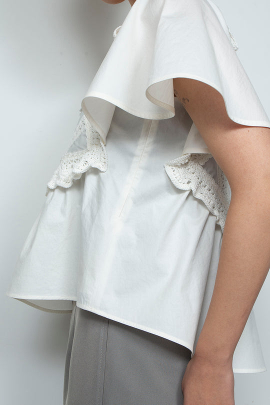 Square crochet edging top white