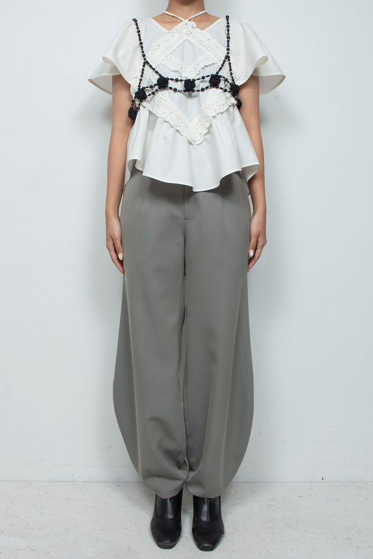 Crochet flower&beads harness black