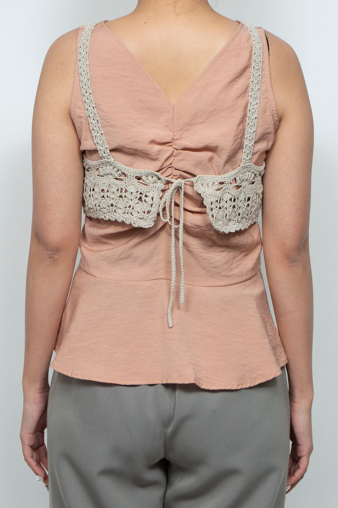 Crochet crop top beige