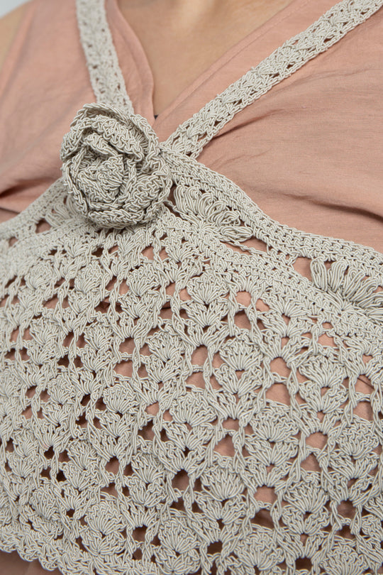 Crochet crop top beige