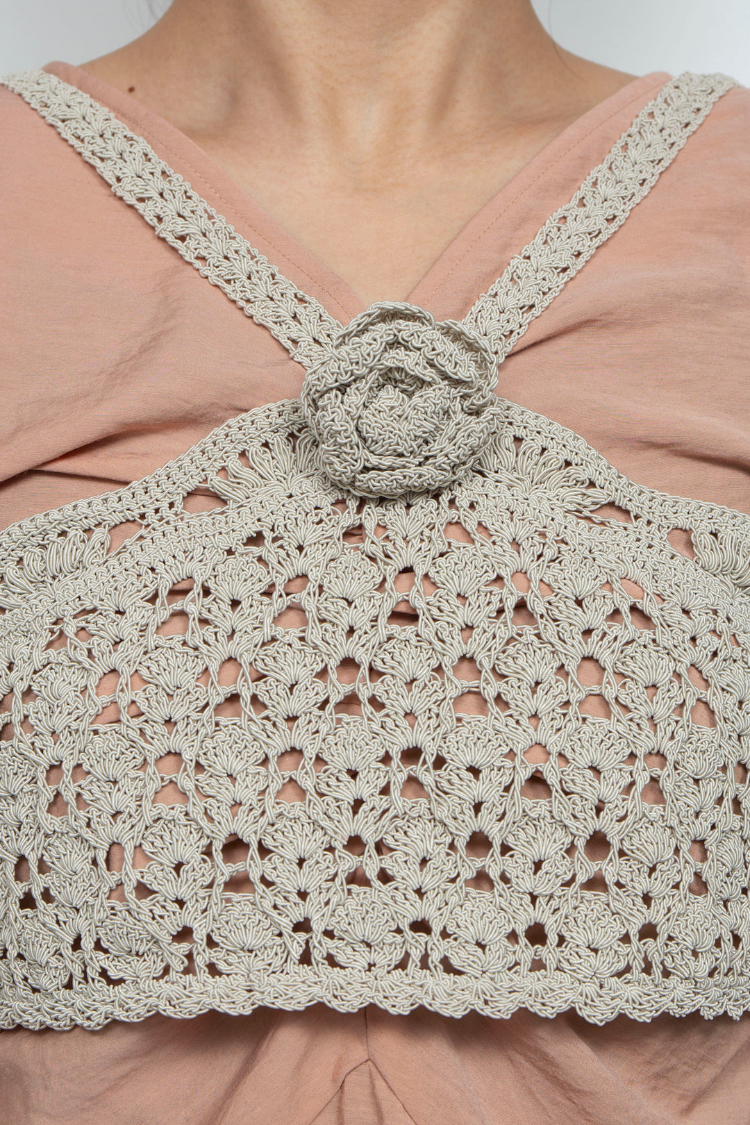 Crochet crop top beige