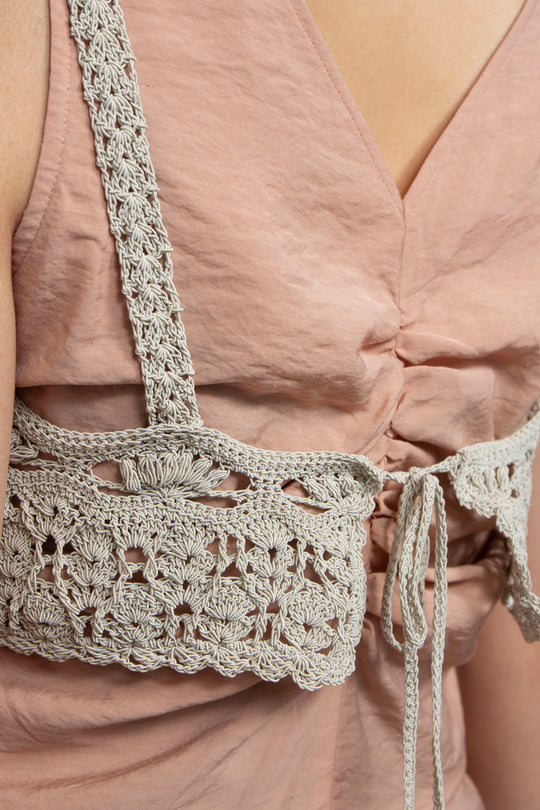 Crochet crop top beige