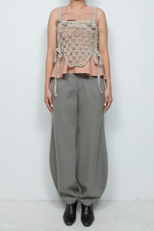 Solomon's knot crochet bustier beige