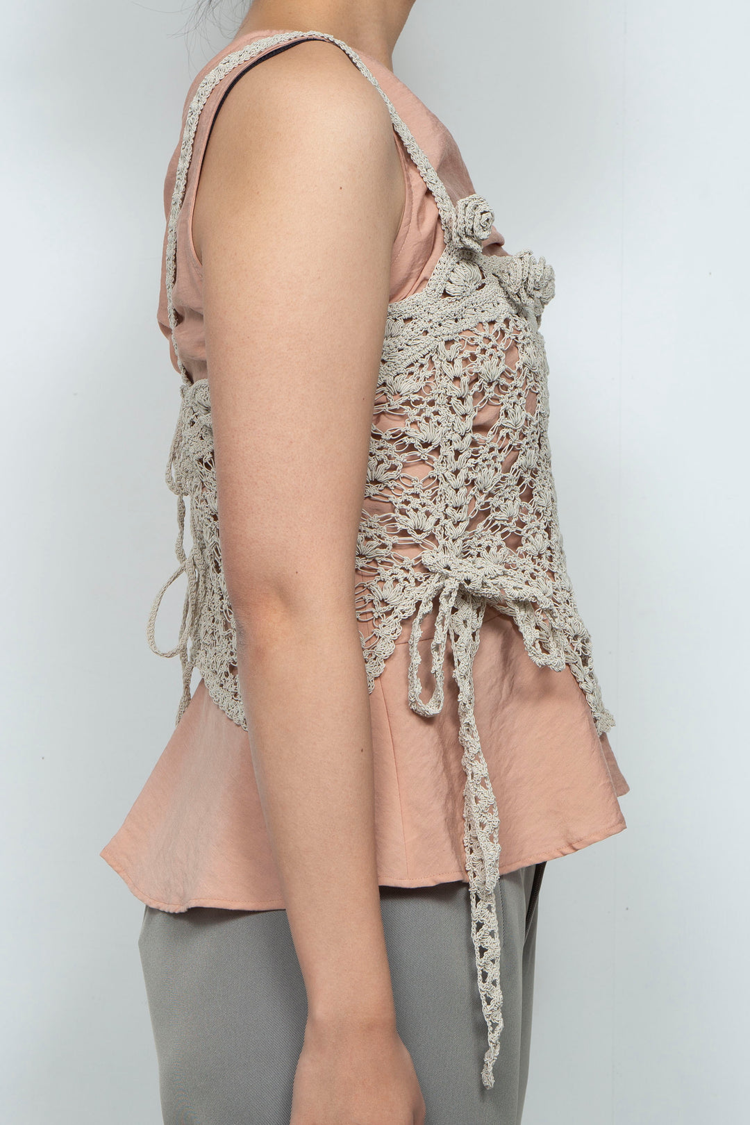 Solomon's knot crochet bustier beige