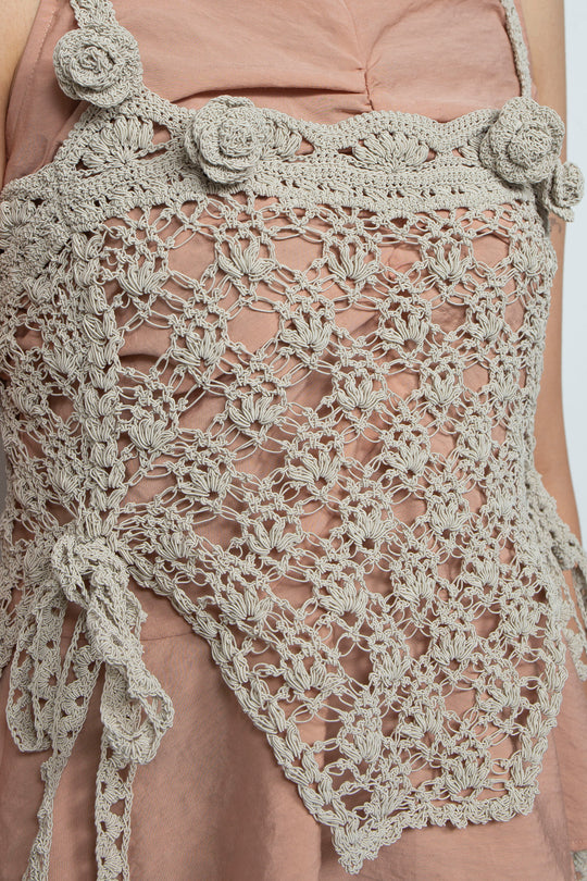Solomon's knot crochet bustier beige