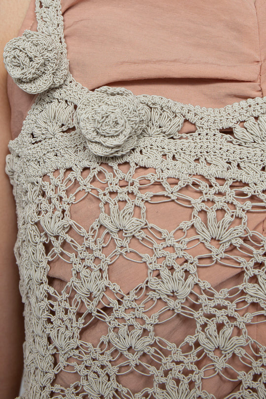 Solomon's knot crochet bustier beige