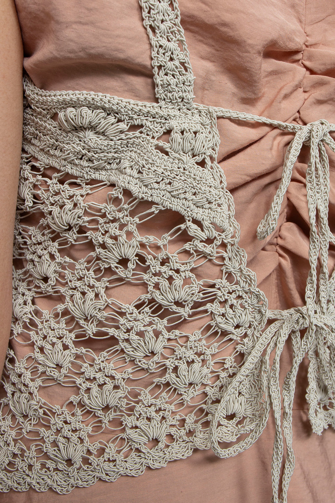 Solomon's knot crochet bustier beige