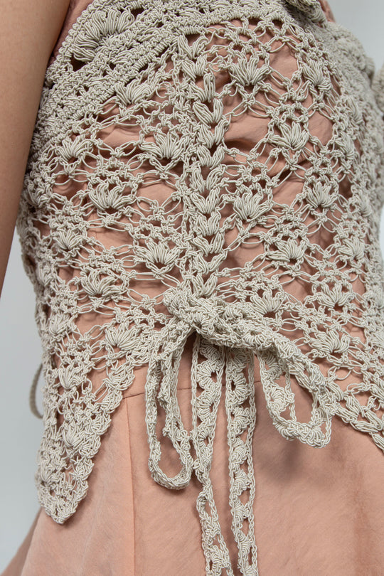 Solomon's knot crochet bustier beige