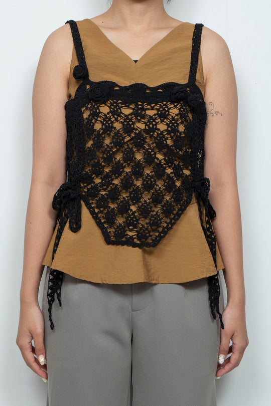Solomon's knot crochet bustier black