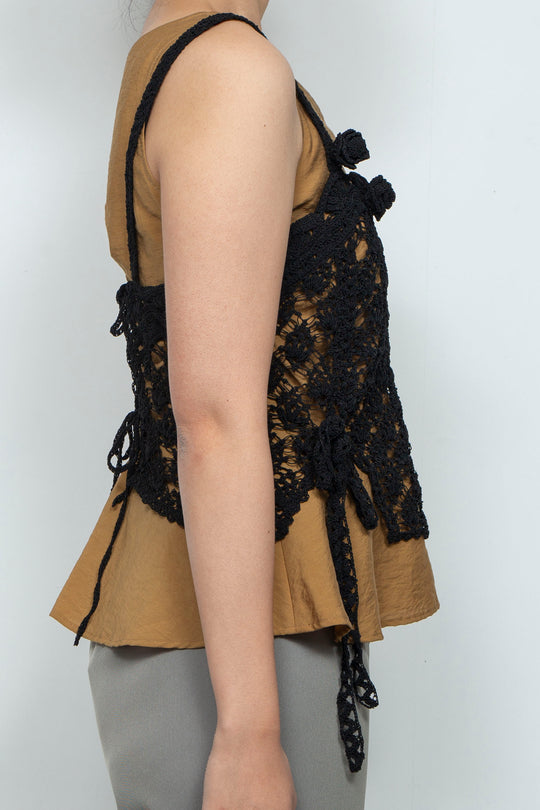 Solomon's knot crochet bustier black