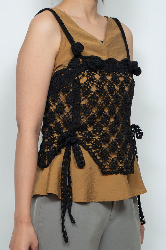 Solomon's knot crochet bustier black