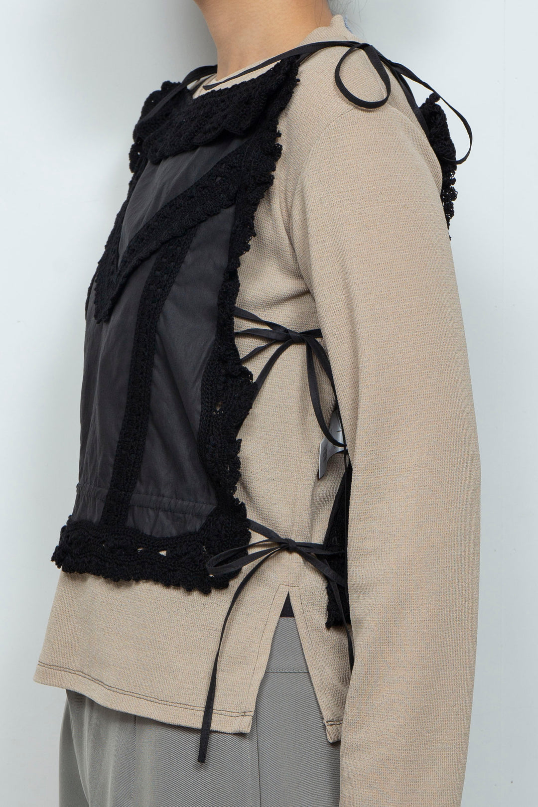 Crochet edging top black