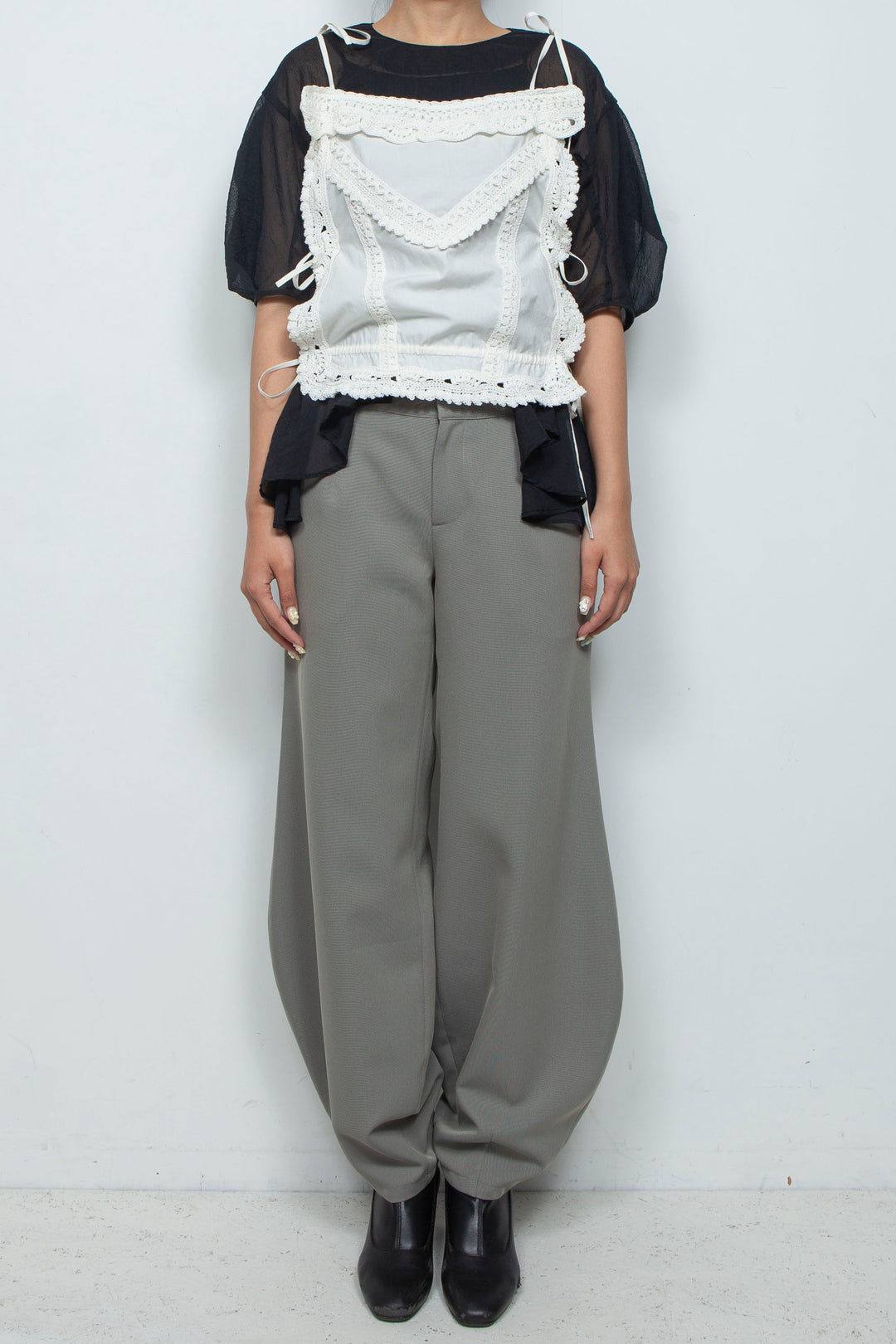 Crochet edging top white