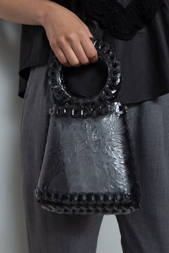 Circle handle tab bag charcoal