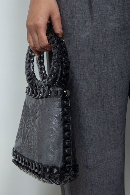 Circle handle tab bag charcoal