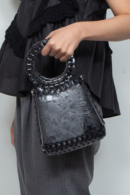 Circle handle tab bag charcoal