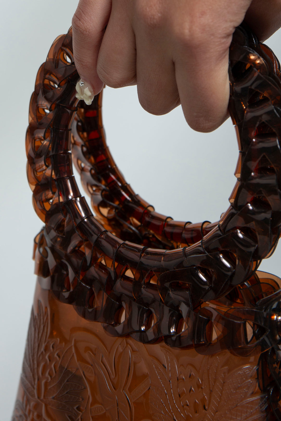 Circle handle tab bag brown