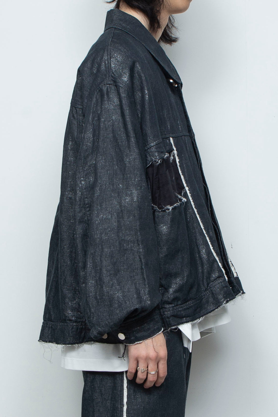 ホイルプリント再構築カーペンターデニムジャケット BLACK FOIL