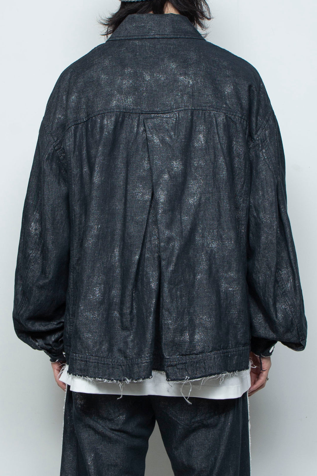 ホイルプリント再構築カーペンターデニムジャケット BLACK FOIL