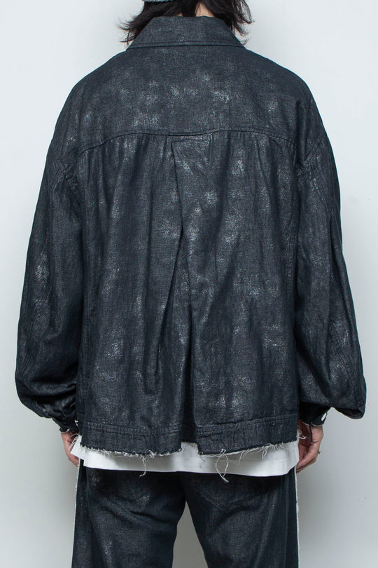 ホイルプリント再構築カーペンターデニムジャケット BLACK FOIL