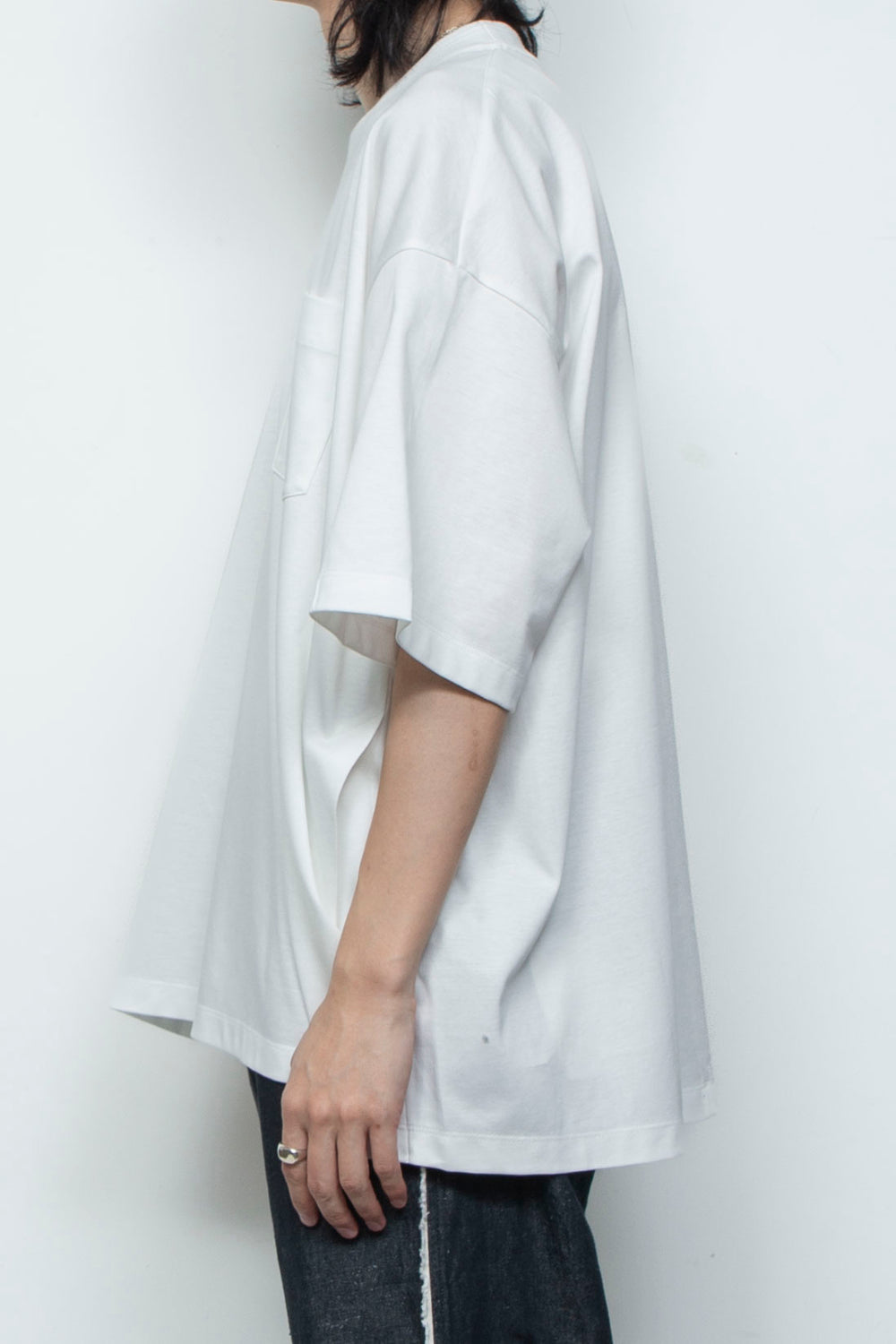 スーペリアピマコットンオリジナルリブネックTシャツ  WHITE