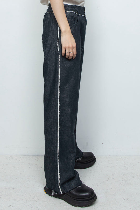 ホイルプリントローライズ5Pセミフレアパンツ BLACK FOIL