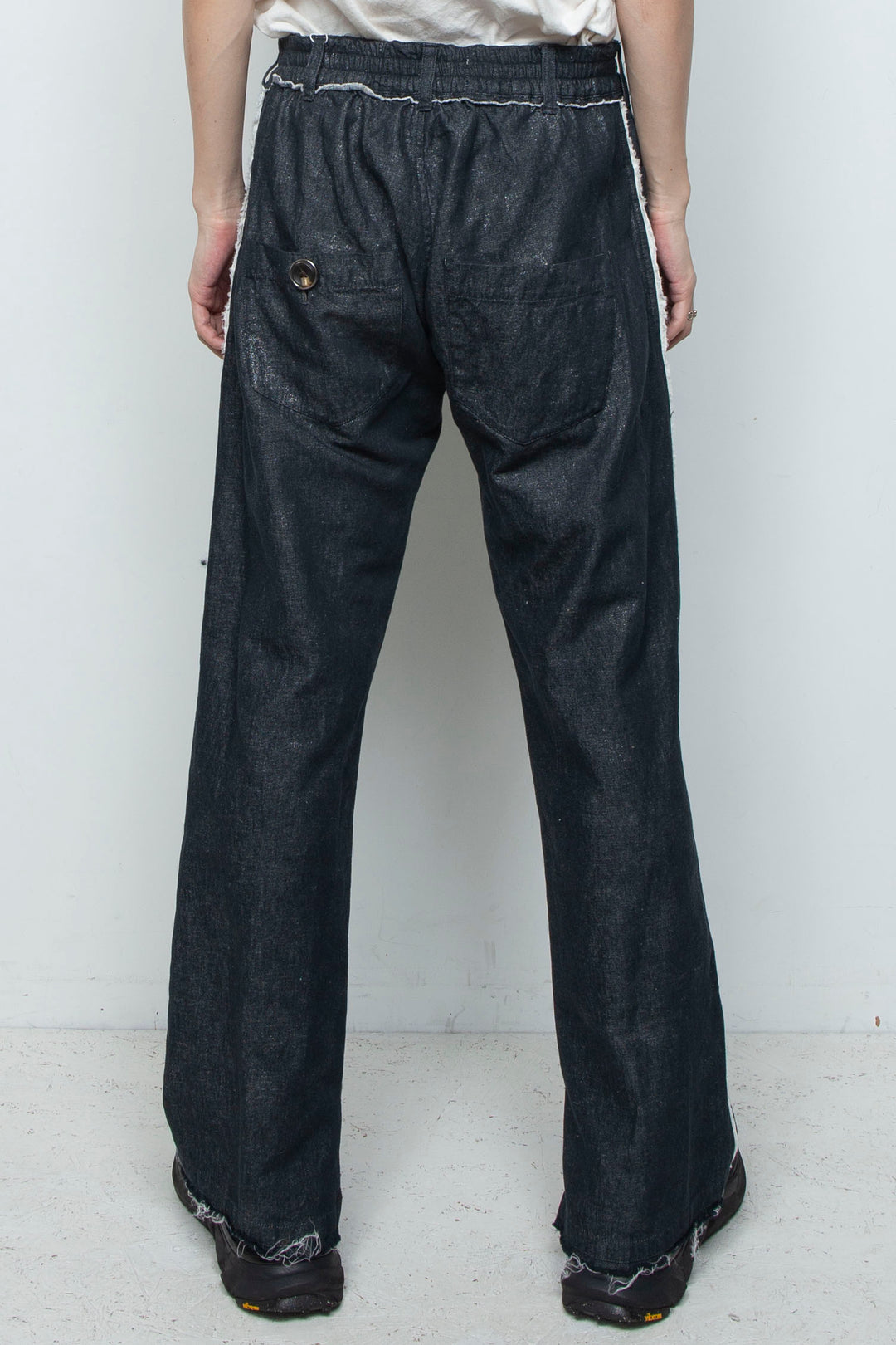 ホイルプリントローライズ5Pセミフレアパンツ BLACK FOIL