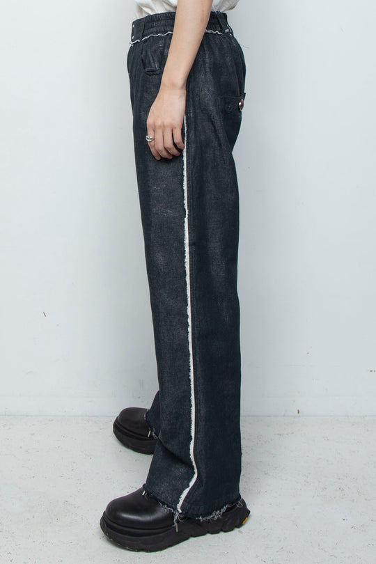 ホイルプリントローライズ5Pセミフレアパンツ BLACK FOIL