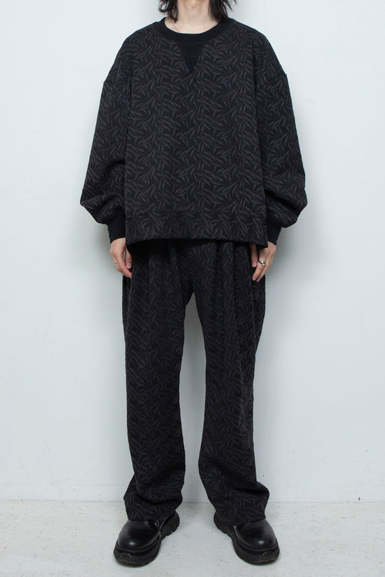 フルエンブロイダリージャージーイージーパンツ BLACK