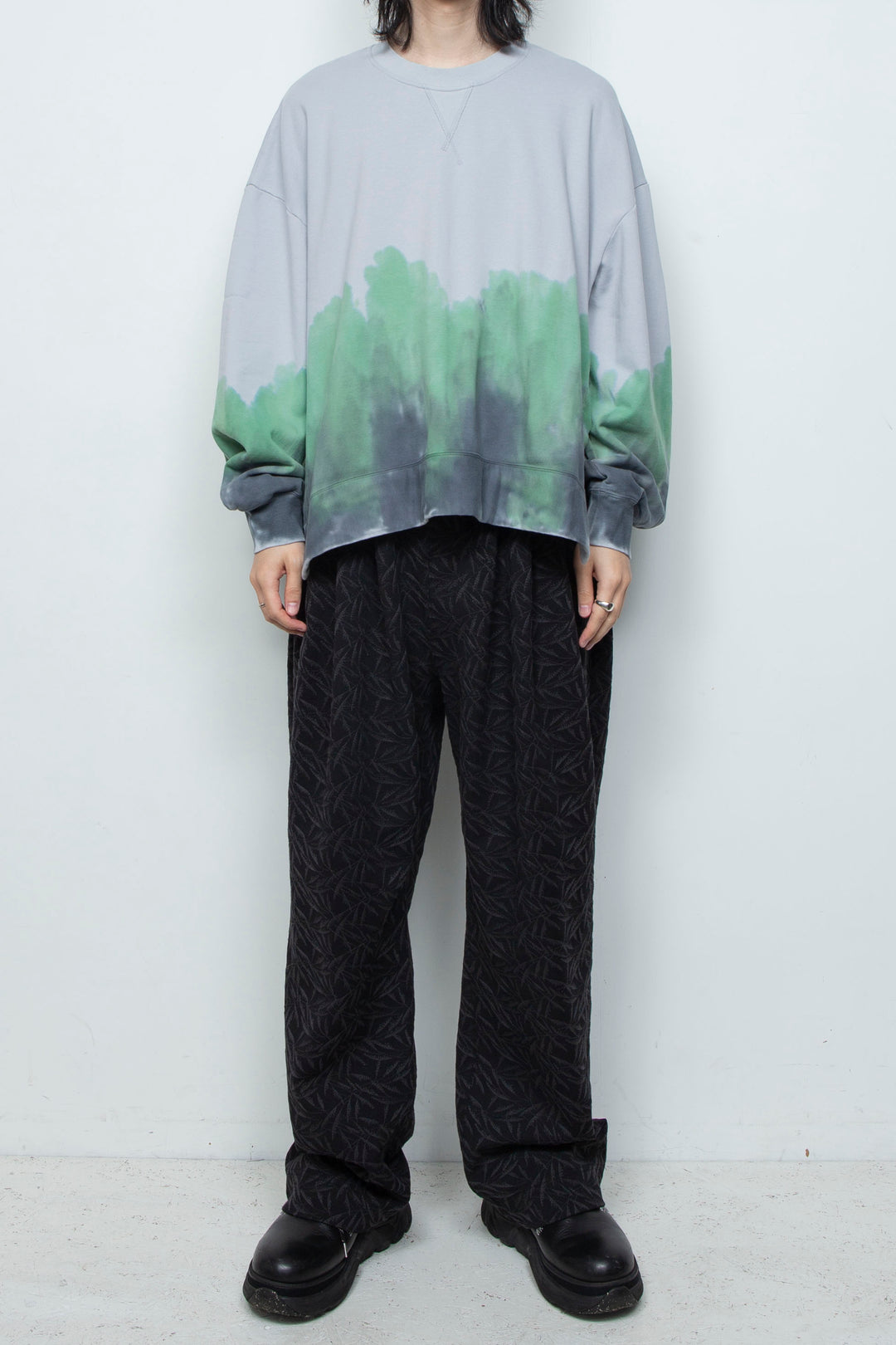 ハンドダイドロングスリーブプルオーバー ICE GRAY DYED