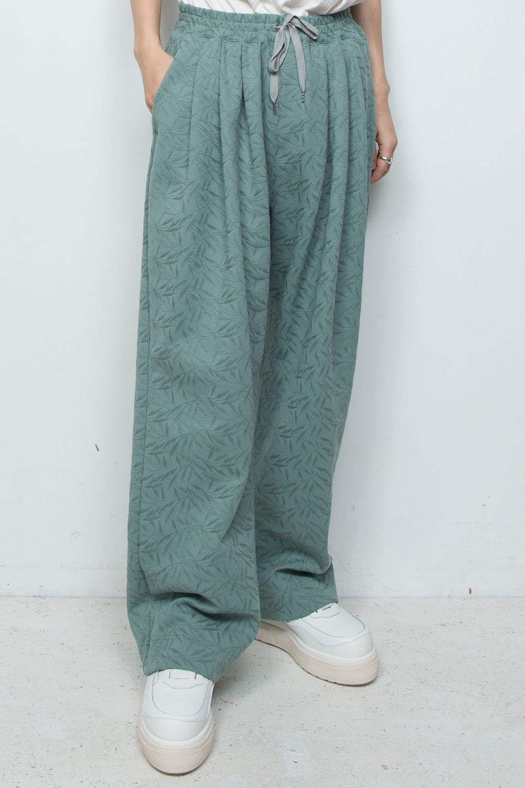 フルエンブロイダリージャージーイージーパンツ GLASS GREEN