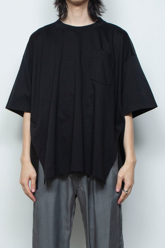 スーペリアピマコットンオリジナルリブネックTシャツ  BLACK