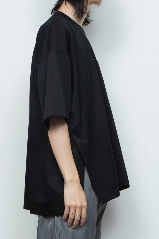 スーペリアピマコットンオリジナルリブネックTシャツ  BLACK