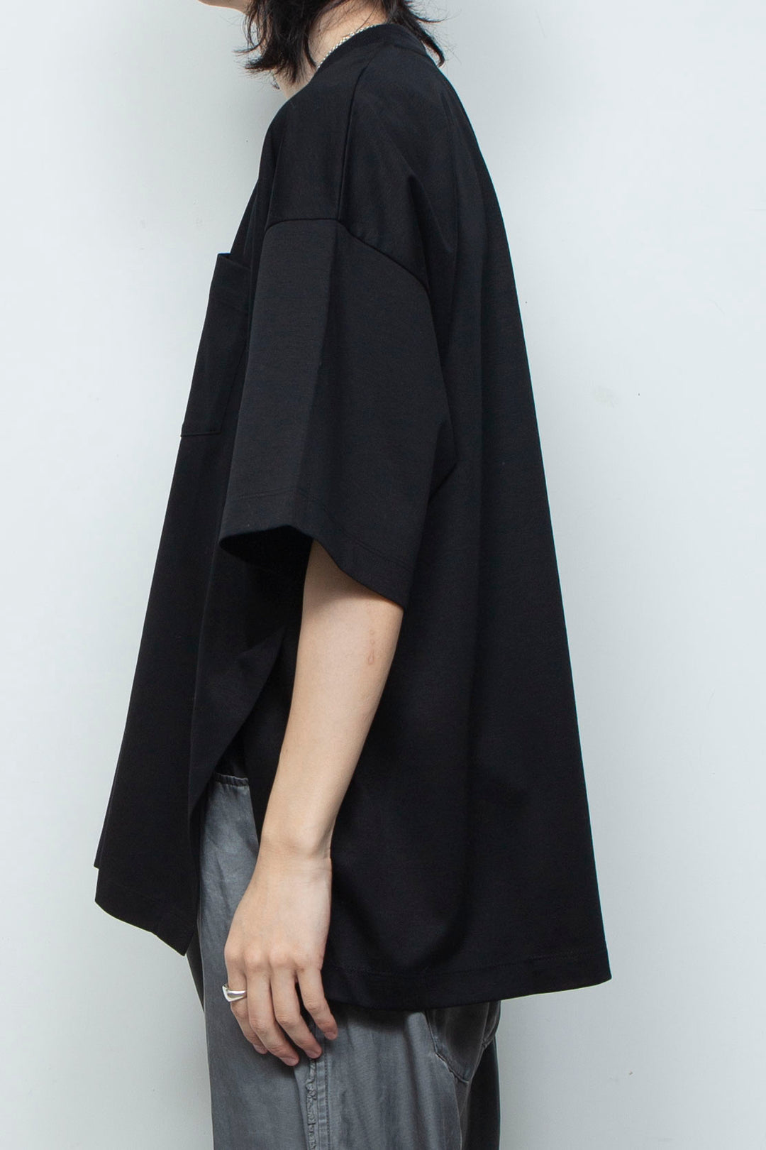 スーペリアピマコットンオリジナルリブネックTシャツ  BLACK