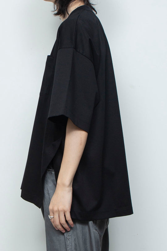 スーペリアピマコットンオリジナルリブネックTシャツ  BLACK