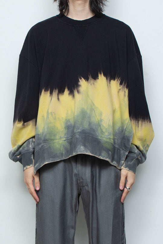 ハンドダイドロングスリーブプルオーバー BLACK DYED