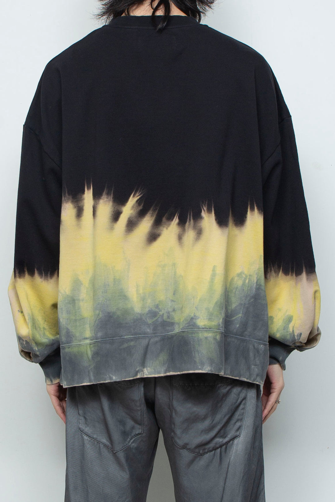 ハンドダイドロングスリーブプルオーバー BLACK DYED