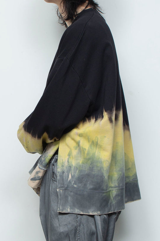 ハンドダイドロングスリーブプルオーバー BLACK DYED